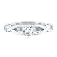 Certified Moissanite Solitaire Engagement Ring in Crossover Shank