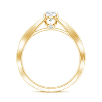 Certified Moissanite Solitaire Engagement Ring in Crossover Shank
