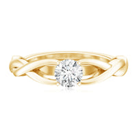 Certified Moissanite Solitaire Engagement Ring in Crossover Shank