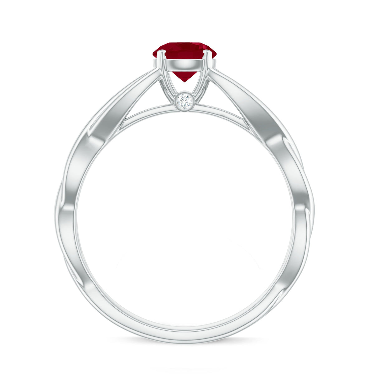 Natural Ruby Solitaire Ring in Crossover Shank