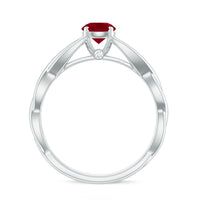 Natural Ruby Solitaire Ring in Crossover Shank