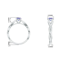 Real Tanzanite Diamond Proposal Ring with Crossover Shank