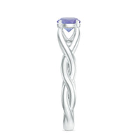 Real Tanzanite Diamond Proposal Ring with Crossover Shank