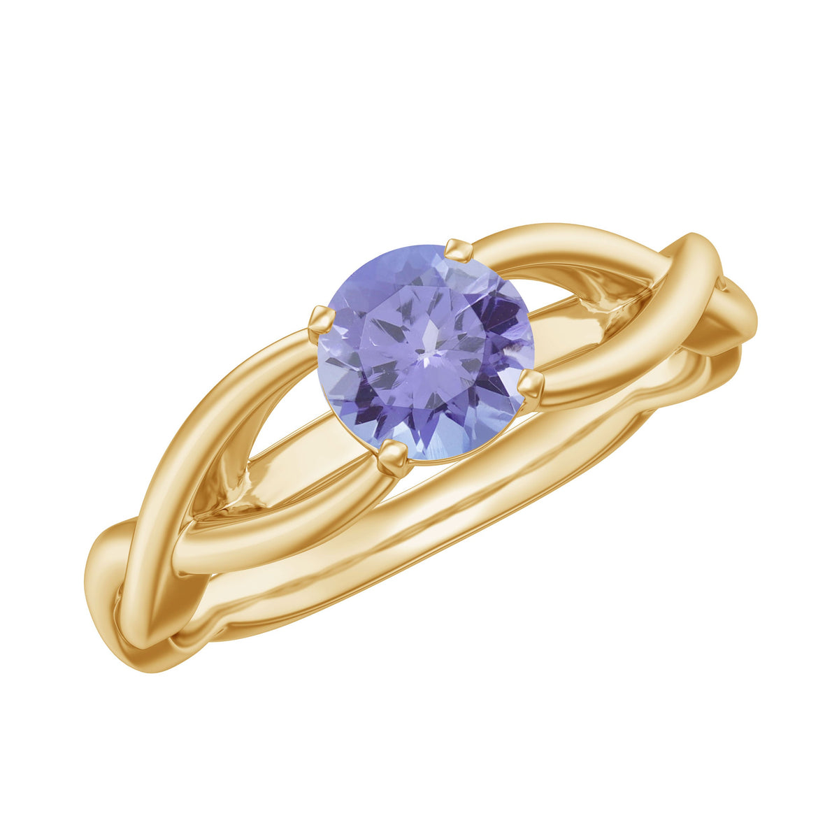 Real Tanzanite Diamond Proposal Ring with Crossover Shank