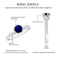 Natural 0.9 Carat Blue Sapphire Engagement Ring with Diamond