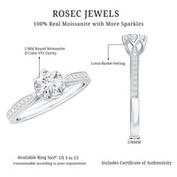 Lotus Basket Set Moissanite Solitaire Engagement Ring for Women