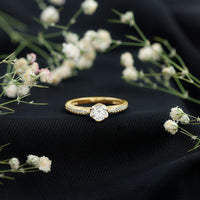 Lotus Basket Set Moissanite Solitaire Engagement Ring for Women