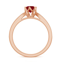 Real 0.6 Carat Ruby Engagement Ring with Diamond for Women