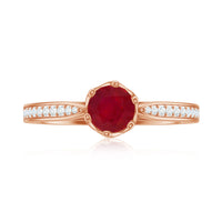 Real 0.6 Carat Ruby Engagement Ring with Diamond for Women