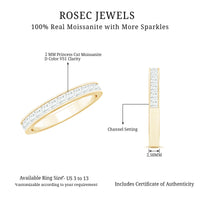 Princess Cut Moissanite Half Eternity Band Ring in Channel Setting