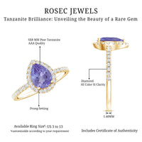 1.35 Carat Tanzanite Classic Engagement Ring with Diamond Halo
