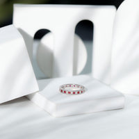 Certified Natural Princess Cut Ruby Eternity Ring with Moissanite
