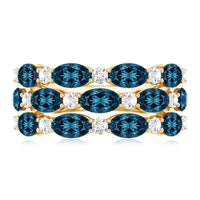 Natural London Blue Topaz and Diamond Statement Ring
