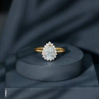 Certified Pear Cut Engagement Ring With Moissanite