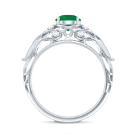Natural Emerald Diamond Retro Engagement Ring