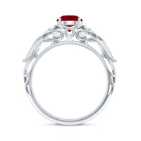 Vintage Inspired 0.6 Carat Ruby Engagement Ring with Diamond