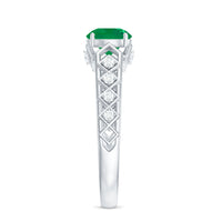 Genuine Emerald Art Deco Engagement Ring with Diamond