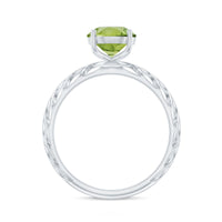 Natural 2 Carat Round Shape Peridot Solitaire Engagement Ring