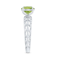 Natural 2 Carat Round Shape Peridot Solitaire Engagement Ring