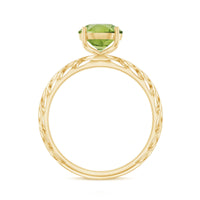 Natural 2 Carat Round Shape Peridot Solitaire Engagement Ring
