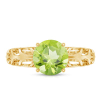 Natural 2 Carat Round Shape Peridot Solitaire Engagement Ring