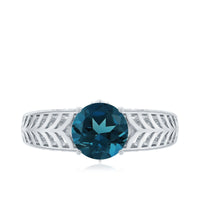 1.3 Carat Round London Blue Topaz Solitaire Engagement Ring with Certificate