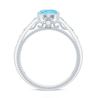 Vintage Looking Aquamarine Engagement Ring with Diamond