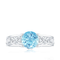 Vintage Looking Aquamarine Engagement Ring with Diamond