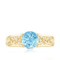 Vintage Looking Aquamarine Engagement Ring with Diamond