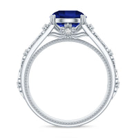 Nature Inspired 2.7 Carat Lab Grown Blue Sapphire Engagement Ring with Diamond