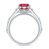 Vintage Inspired Lab Created Ruby Solitaire Engagement Ring