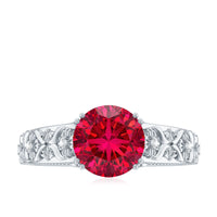 Vintage Inspired Lab Created Ruby Solitaire Engagement Ring