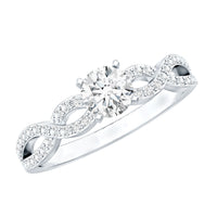 0.5 Carat Round Shape Moissanite Crossover Infinity Ring