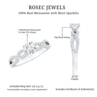 0.5 Carat Round Shape Moissanite Crossover Infinity Ring