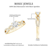 0.5 Carat Round Shape Moissanite Crossover Infinity Ring