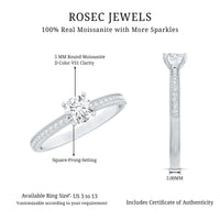 0.5 Carat  Moissanite Solitaire Engagement Ring with Milgrain