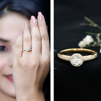 Certified Round Moissanite Halo Engagement Ring for Women