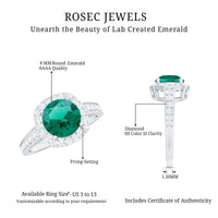Certified Lab Grown Emerald Diamond Vintage Looking Engagement Ring
