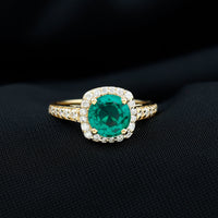 Certified Lab Grown Emerald Diamond Vintage Looking Engagement Ring