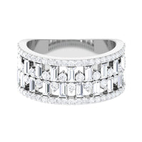 Designer Round and Baguette Cut Zircon Wedding Band