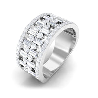 Designer Round and Baguette Cut Zircon Wedding Band