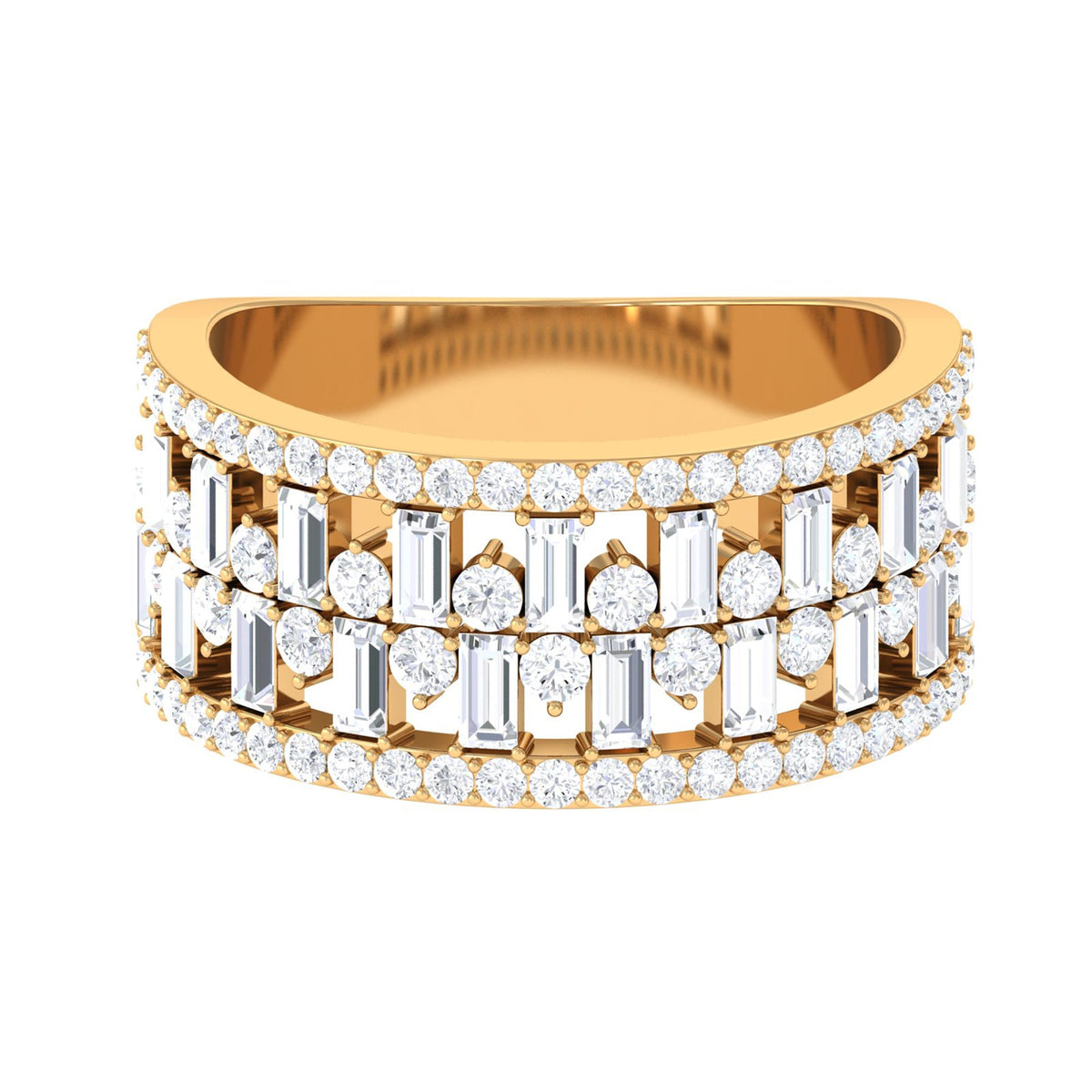Designer Round and Baguette Cut Zircon Wedding Band