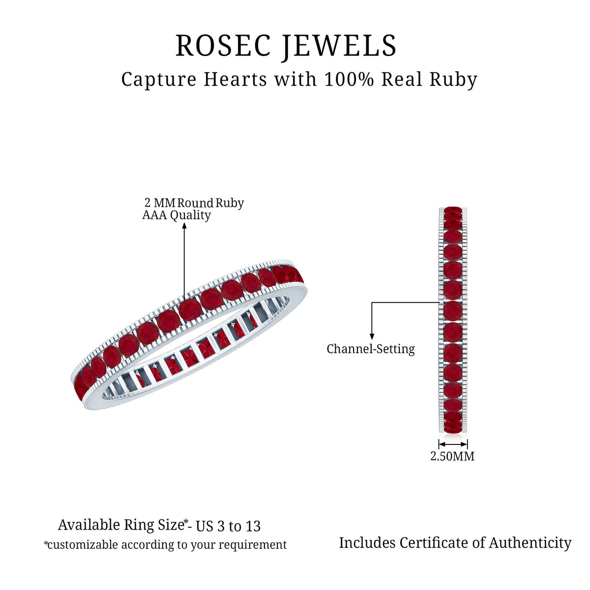Natural Ruby Eternity Ring for Anniversary