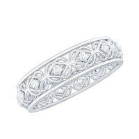 Moissanite Celtic Knot wedding band ring by Rosec Jewels featuring intricate knot design and sparkling gemstone accents.
