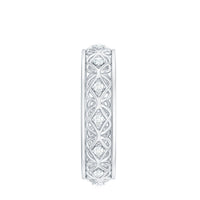 Moissanite Celtic Knot wedding band ring by Rosec Jewels featuring intricate knot design and sparkling gem accents.
