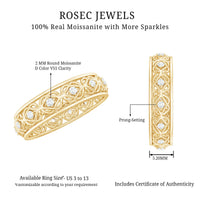 Moissanite Celtic Knot wedding band ring by Rosec Jewels, featuring intricate knot design and sparkling gemstone accents.