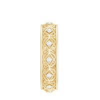 Moissanite Celtic Knot wedding band ring by Rosec Jewels, featuring intricate knot design and sparkling gemstone accents.