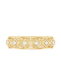Moissanite Celtic Knot wedding band ring by Rosec Jewels with intricate knot design and sparkling stone accents.