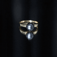 Handpicked Natural Black Pearl Solitaire Engagement Ring With Certificate