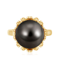 8 carat Tahitian black pearl engagement ring with floral setting by Rosec Jewels, featuring a solitaire design in rings.